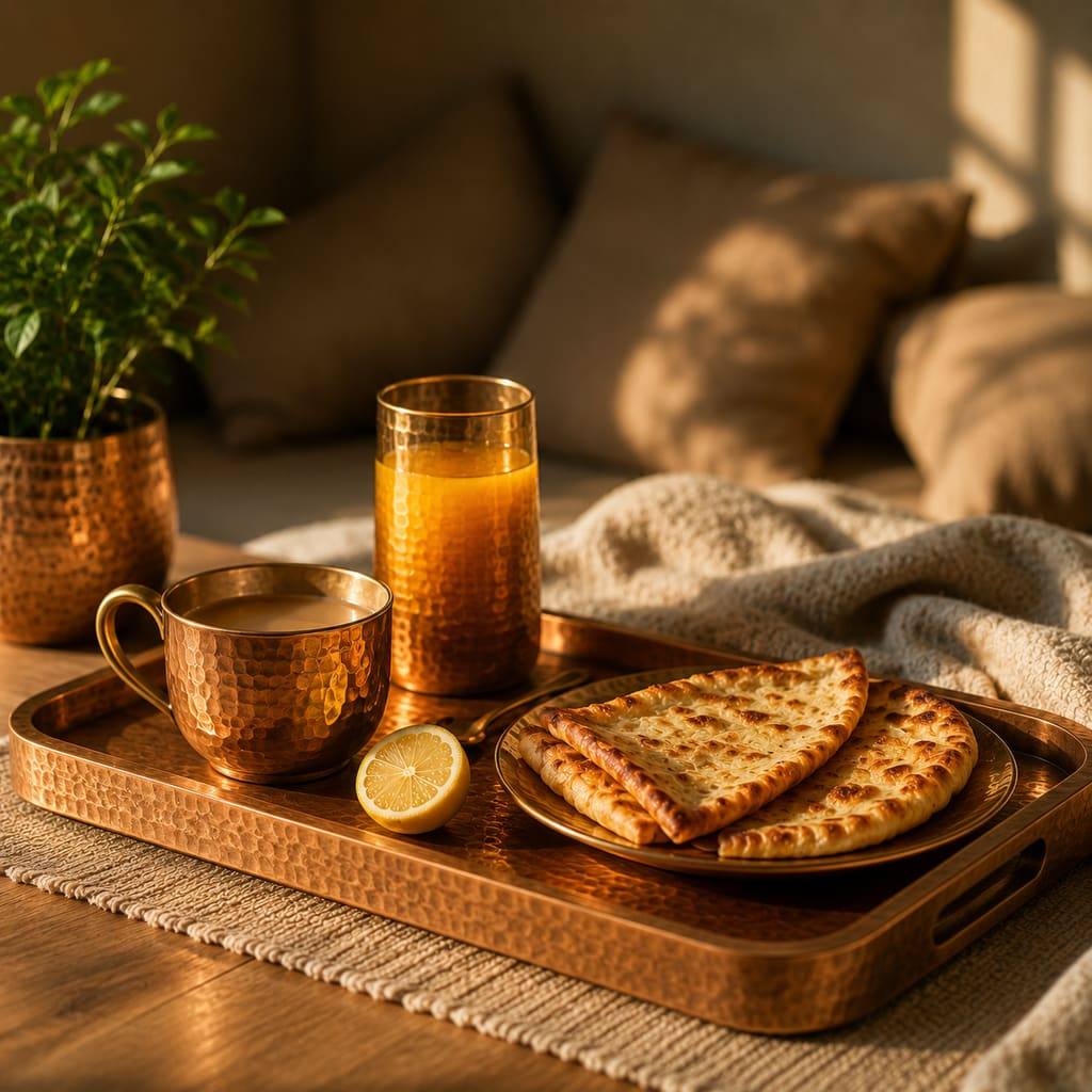 Brass serving tray with elegant finish